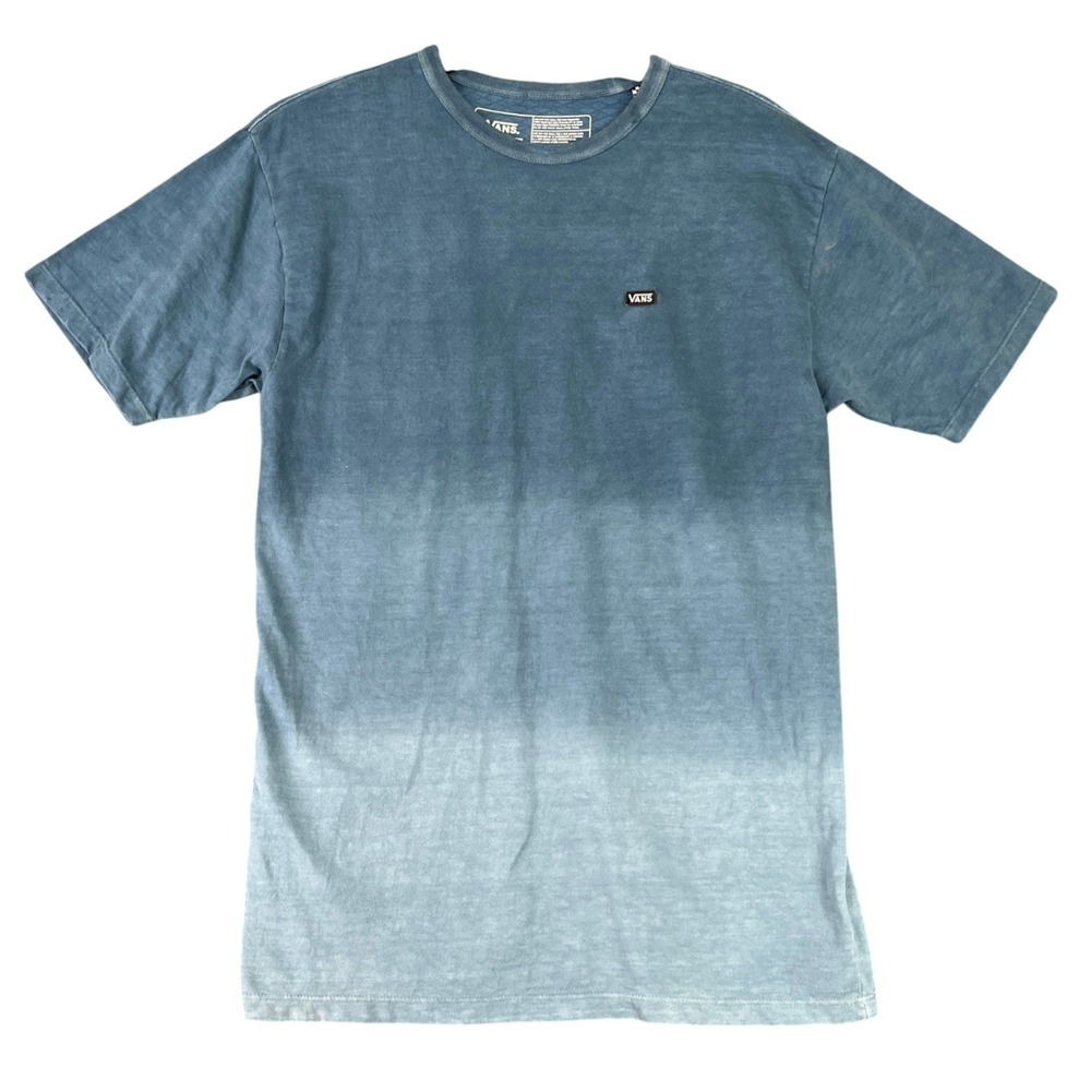 Vans Ombre T Shirt Mens‎ Medium Blue Dip Dye Classic Fit Short Sleeve Logo